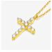 S925 Sterling Silver Plated With 14k Gold Cross Necklace With Full Diamonds For Women Clavicle Pendant Fashionable And Versatile High End_ipsvogv.com