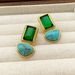 Silver needle niche high-end, geometric emerald natural stone earrings, spring and summer new styles_ipsvogv.com