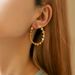 Plain hoop personality earrings INS style copper plated K real gold minimalist style metal texture large circle exaggerated earrings_ipsvogv.com