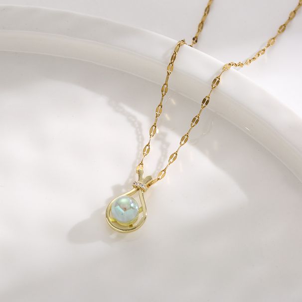 Lady Mermaid Ji Bead Pendant Necklace Female Luxury Aurora Blessing Bag Titanium Steel Bone Chain_ipsvogv.com