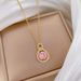 【 】 Pink Bazi Water Drop Light Luxury Charm Gorgeous Full Diamond Necklace Women's Versatile Clavicle Chain Titanium_ipsvogv.com