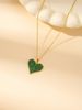 Commuter style stainless steel love heart green diamond chain necklace feminine temperament_ipsvogv.com