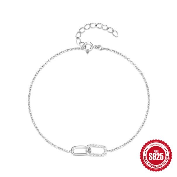 Women's Jewelry 925 Sterling Silver Cross Double Buckle Zircon Inlaid Daily Wear Bracelet Female Niche Design Bracelet_ipsvogv.com