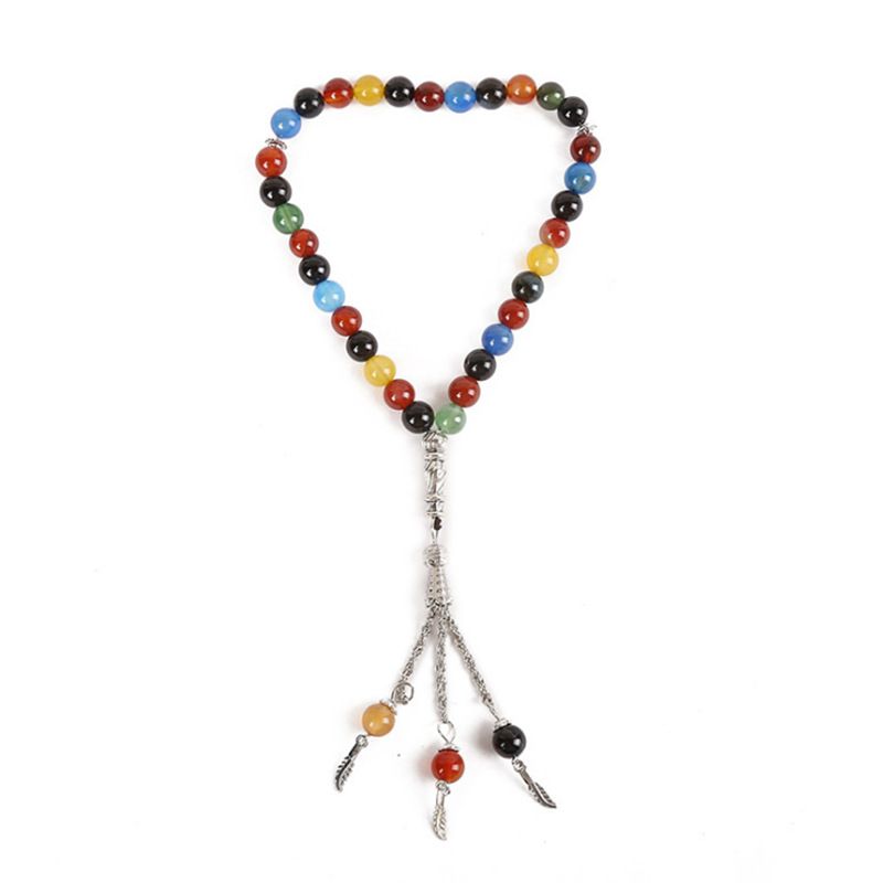 Colorful Agate Crystal 33 99 Beads Muslim Prayer Beads Bracelet Jewelry_ipsvogv.com