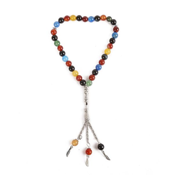 Colorful Agate Crystal 33 99 Beads Muslim Prayer Beads Bracelet Jewelry_ipsvogv.com