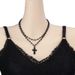 Jewelry Geometry Multilayer Chain Cross Neckchain Instagram Style Minimalist Fashion Five Pointed Star Necklace_ipsvogv.com
