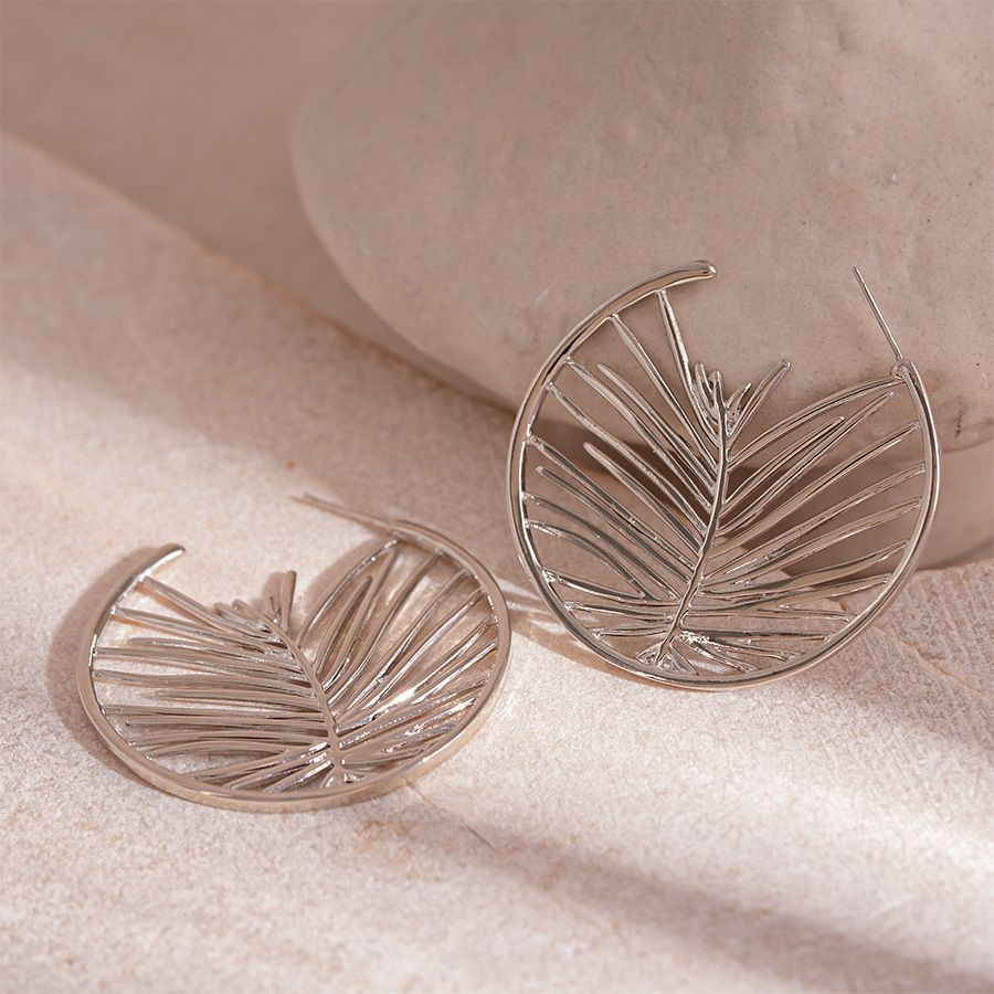 Personalized Metallic Branches Geometric Circles Silver Needle Earrings Stylish Simple Premium Earrings_ipsvogv.com