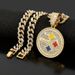 Fashion Jewelry Full Diamond Round Steelers Letter Pendant Necklace Personality Hip Hop Trendy Brand Cuban Chain_ipsvogv.com