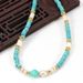 Natural Freshwater Pearl Shell Turquoise Natural Stone Bracelet Necklace Women's Set_ipsvogv.com