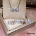 Cao Shi's Korean Edition Simple Bow Jewelry Three Piece Plating Zircon Set Fashion Women's Accessories_ipsvogv.com