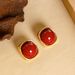 New Chinese Style Festive Ankola Red Drip Oil Silver Needle With Feminine Temperament, Versatile And High-end Earrings_ipsvogv.com