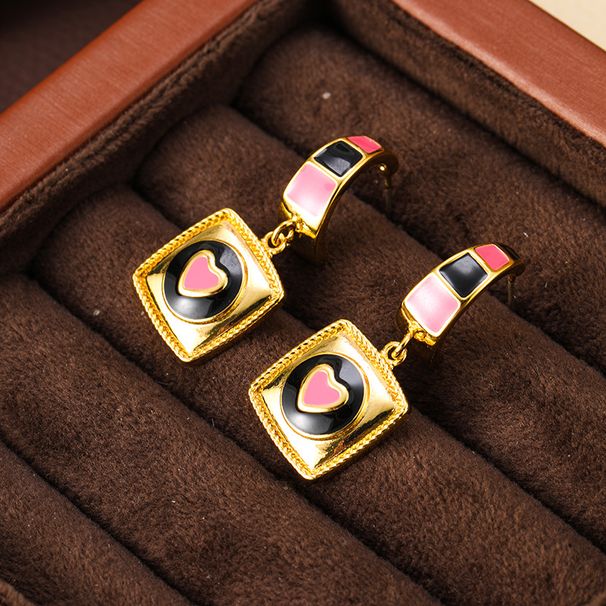 New geometric heart-shaped enamel glazed earrings, niche, light luxury, personalized, high-end and earrings_ipsvogv.com