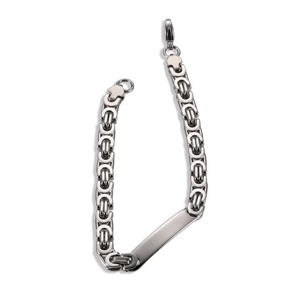 New Stainless Steel Men's Jewelry Flat Curved Tag Bracelet Hip Hop Non-Fading Cuban Emperor Chain High-End Feel_ipsvogv.com