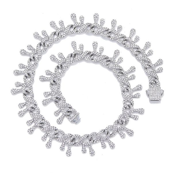 Hip Hop Thorn Alloy Unisex Trendy Full Diamond Cuban Necklace Special_ipsvogv.com