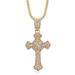 Hip Hop New Jewelry Stainless Steel Gold Plated Full Diamond Cross Pendant Necklace_ipsvogv.com