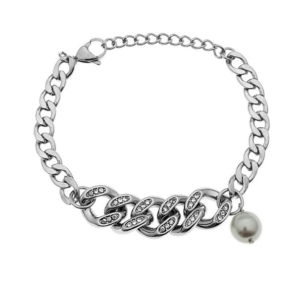 Cuban Diamond Pearl Stitching Hip Hop Simple Couple Retro Bracelet Design High Street Men And Women Bracelet_ipsvogv.com