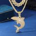 Popular hip-hop high-end shark pendant, fashionable zinc alloy full diamond Cuban chain item, personalized pendant_ipsvogv.com