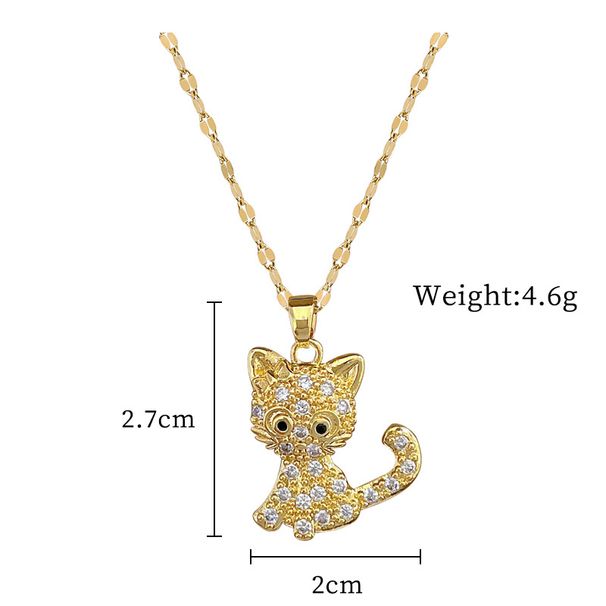【 Titanium Steel 】 Cute Kitten, Light Luxury Temperament, Gorgeous Full Diamond Necklace, Women's Versatile Collarbone_ipsvogv.com