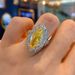 Cao Shi Olive Horse Eye Shaped Luxury Women's Internet Famous Live Broadcast Model, Crystal Yellow Zircon Ring,_ipsvogv.com