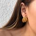 Real Gold Electroplated Titanium Steel VINTAGE Embossed Pointed Heart Wing Earrings_ipsvogv.com