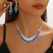 Bridal Jewelry Two-Piece Wedding Dress Accessories High-End Luxurious Super Shiny Blue Full Diamond Necklace And_ipsvogv.com