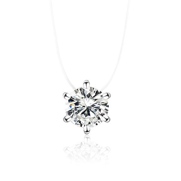 Classic Jewelry Valentine's Day Simple Transparent Crystal Line Zircon Pendant Necklace Female Love Clavicle Chain Necklace_ipsvogv.com