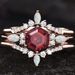 Sanjie Xiyin Jewelry Rose Gold Three Piece Set Ring Red Handpiece_ipsvogv.com