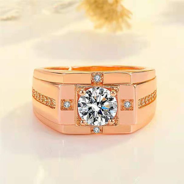 New High Carbon Simulation Men's Diamond Ring, Moissanite Gold-plated Domineering Wedding Ring_ipsvogv.com