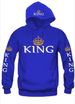 Couple wear QUEEN KING printed hooded long-sleeved couple wear sweatshirt for men and women_ipsvogv.com