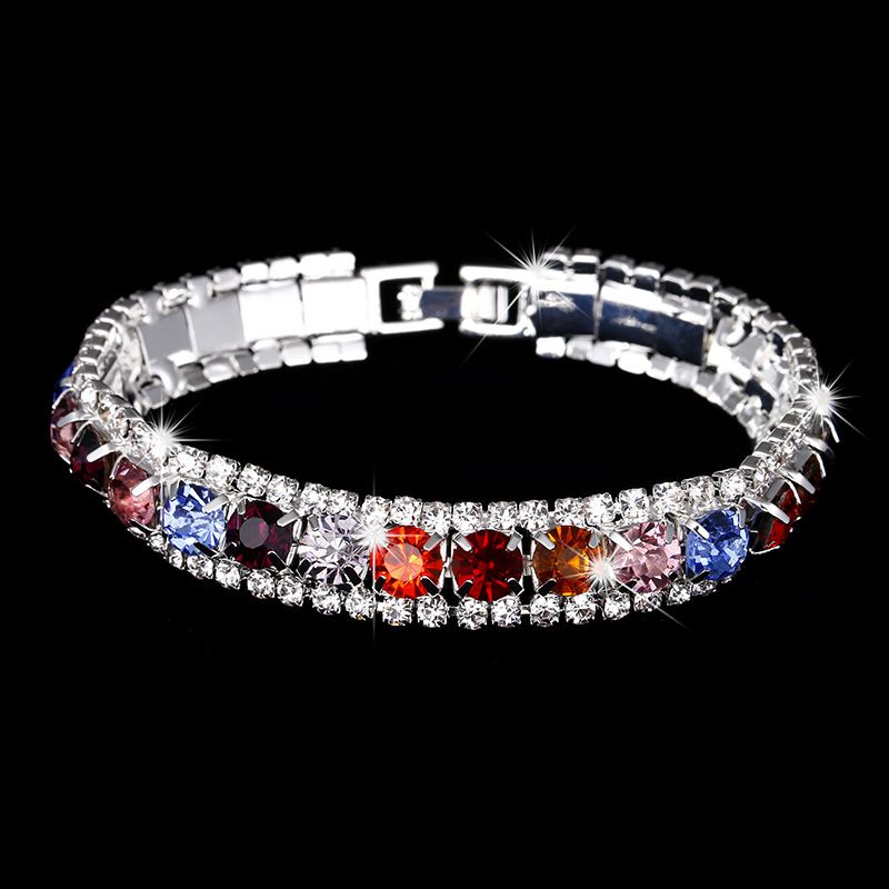 Women’s Jewelry Set Fashion Jewelry Silver Bracelet Colorful Shining Diamond Bracelet 480 Exquisite Bright Crystal_ipsvogv.com