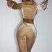 Women's Clothing autumn and winter sexy navel-baring long-sleeved top solid color micro-flared pants two-piece set_ipsvogv.com