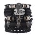 Punk Style Skull Series Leather Braided Multi-layer Pentagram Men's Bracelet Set Jewelry_ipsvogv.com