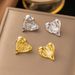 Internet Celebrity Fashion Trend Titanium Steel Niche Design, Textured Heart Earrings, Earrings_ipsvogv.com
