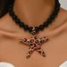 Feng women's long necklace with personalized leopard print, starfish, pearl, collarbone chain, fashionable and high-end_ipsvogv.com