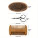 3pcs/set Men's Beard Grooming Tool Set Double-Sided Solid Wood Beard Comb Boar Bristle Cleaning Brush Beard Brush Stainless Steel Scissors _ipsvogv.com