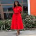 Women's new temperament round neck short-sleeved top high waist button-down skirt suit_ipsvogv.com