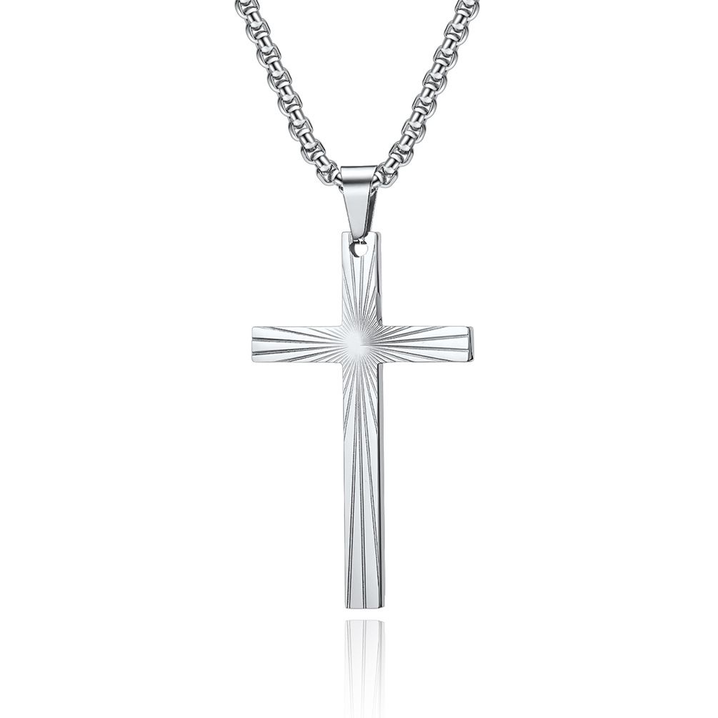 Titanium steel jewelry stainless steel refraction light cross necklace simple pendant_ipsvogv.com
