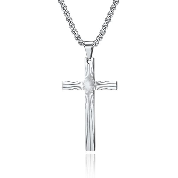 Titanium steel jewelry stainless steel refraction light cross necklace simple pendant_ipsvogv.com