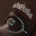 Crown tiara three piece set sky blue princess birthday queen crown necklace earrings bride wedding dress evening dress jewelry_ipsvogv.com