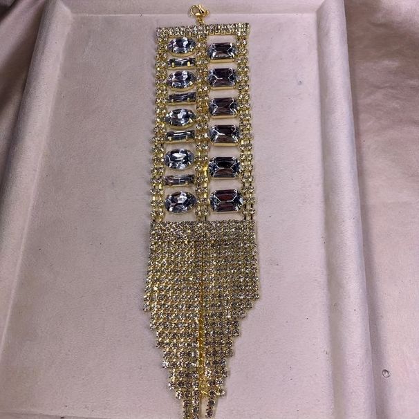 New Shiny, Luxurious Dazzling Rhinestone Pendant With Exaggerated Multiple Rows Of Tassels, Large Bracelet And Bangle_ipsvogv.com