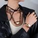 Winding Velvet Rope Bow Necklace Exaggerated Shaped Bead Bracelet Set_ipsvogv.com