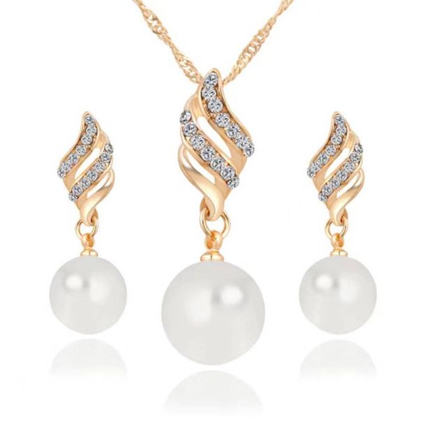 Pearl Diamond women's necklace smart pearl earrings necklace set spiral temperament wind jewelry_ipsvogv.com