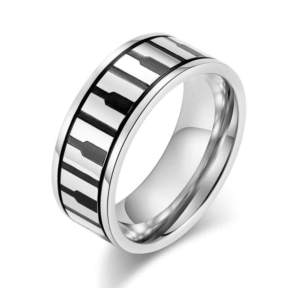 Art vocal instrument piano titanium steel ring rose gold piano keyboard ring jewelry_ipsvogv.com