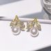 Cao Shi Imitates Pearl Leaf Earrings For Women's Daily Wearing Of Ladylike Accessories, Fashionable, Elegant, Light_ipsvogv.com