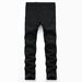 Men's Clothing Men's Black Ripped Jeans Trendy Fashion Casual Multi Tattered High Street Casual Trousers_ipsvogv.com