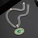 Fashion Jewelry Enamel Packers Football Team Necklace Pendant Boys Hip Hop Full Diamond Cuban Chain_ipsvogv.com