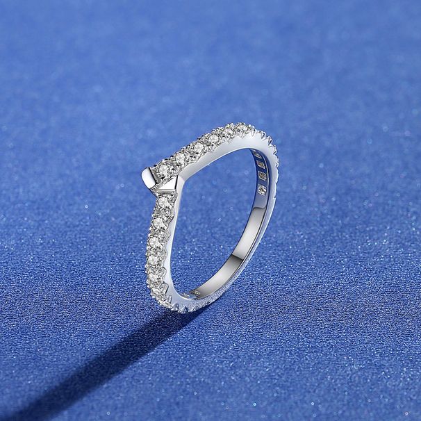 S925 Silver Ring For Women Fashionable High Carbon Diamond V Shaped Ring Internet Celebrity Hot Style Diamond Ring Jewelry_ipsvogv.com