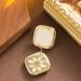 French Style Light Exquisite Small Fresh Cream White Geometric Square With Feminine Elegance And Luxury Silver Needle_ipsvogv.com