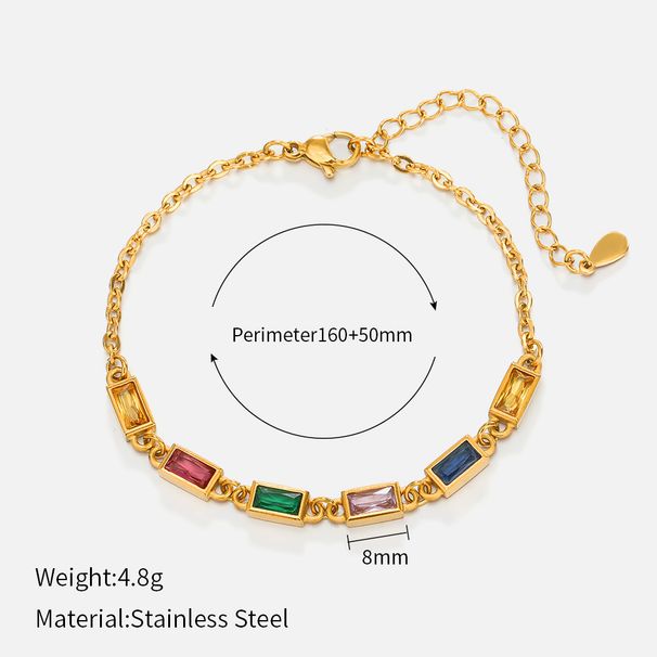 Women's Jewelry Fashion Color Crystal Inlaid Stainless Steel Bracelet Trend French Retro Popular Titanium Steel Bracelet Ladies_ipsvogv.com