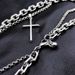 8.5mm & 4mm Width Cross Pendant Double Necklace Stainless Steel Tone for Mens Womens_ipsvogv.com